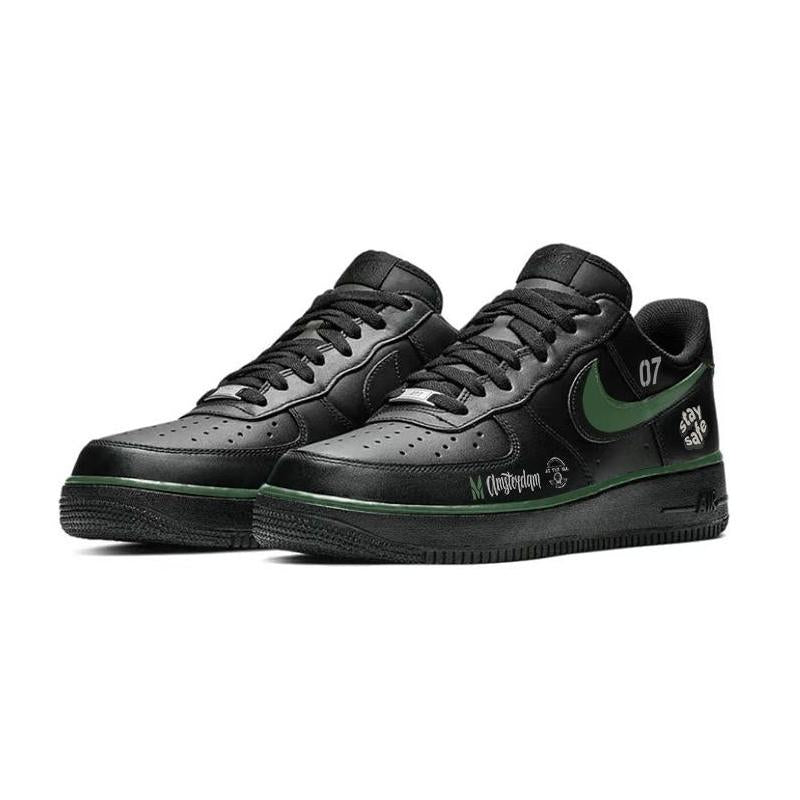 [Custom Green racing car]  Air Force 1 Skateboarding Shoes Men Low-top Black/green