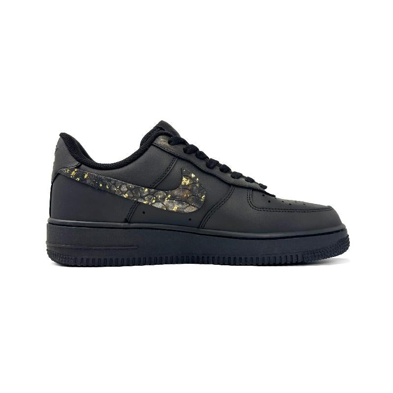 [Custom Black gold for men's New Year with the Spirit Snake]  Air Force 1 Skateboard Shoes Unisex Low-Top Gold