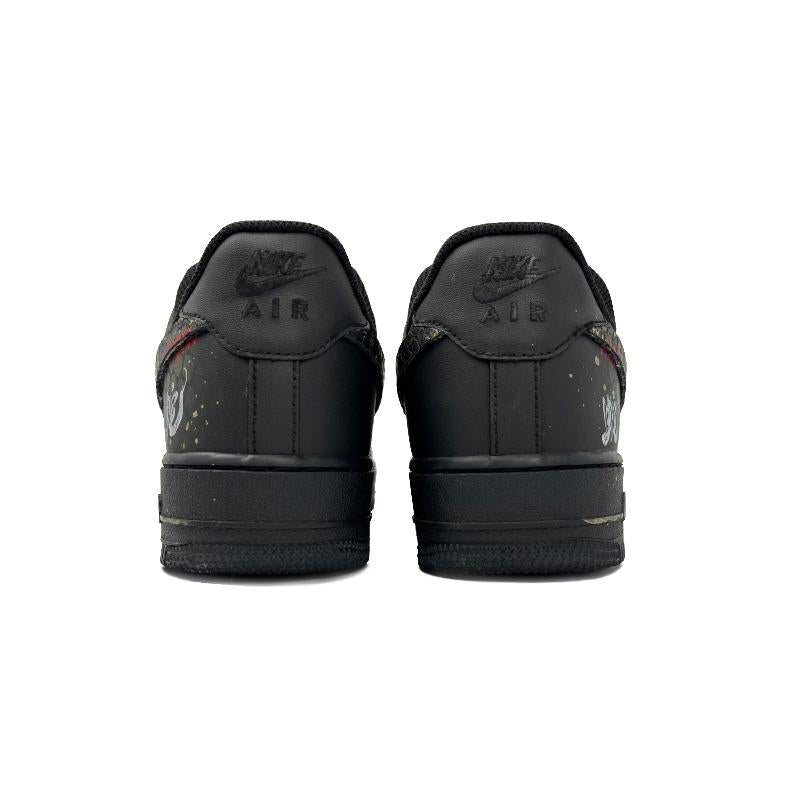 [Custom Black gold for men's New Year with the Spirit Snake]  Air Force 1 Skateboard Shoes Unisex Low-Top Gold