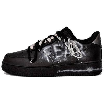 [Custom Revere the distance]  Air Force 1 Skateboarding Shoes Unisex Low-top Black