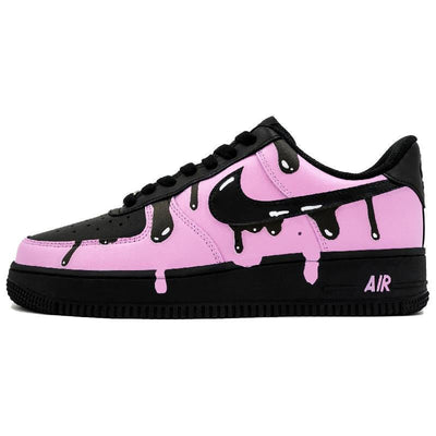 [Custom Ink-soluble electro-light powder]  Air Force 1 Skateboarding Shoes Unisex Low-top Pink