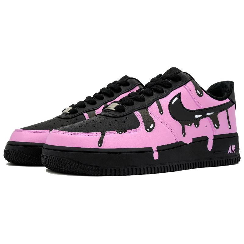 [Custom Ink-soluble electro-light powder]  Air Force 1 Skateboarding Shoes Unisex Low-top Pink