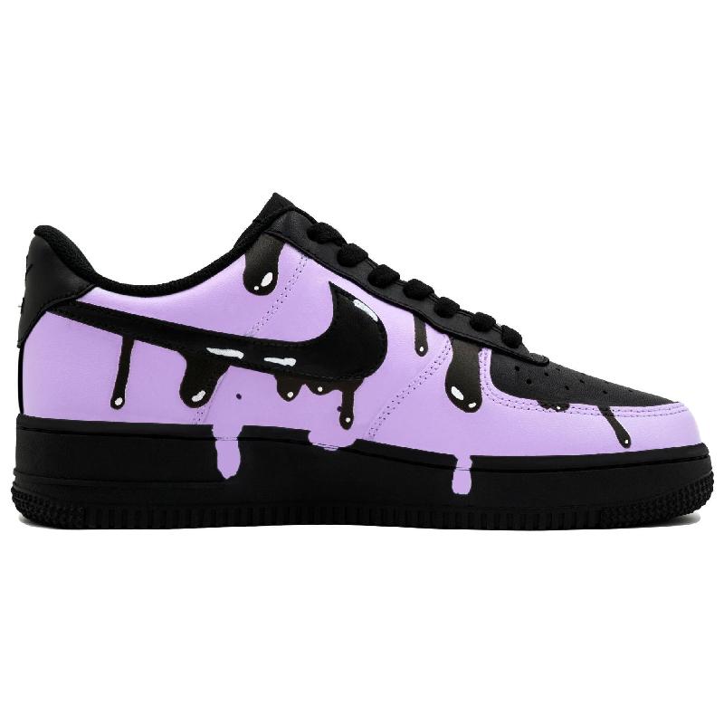 [Custom Dissolved ink electric light purple]  Air Force 1 Skateboarding Shoes Unisex Low-top Purple