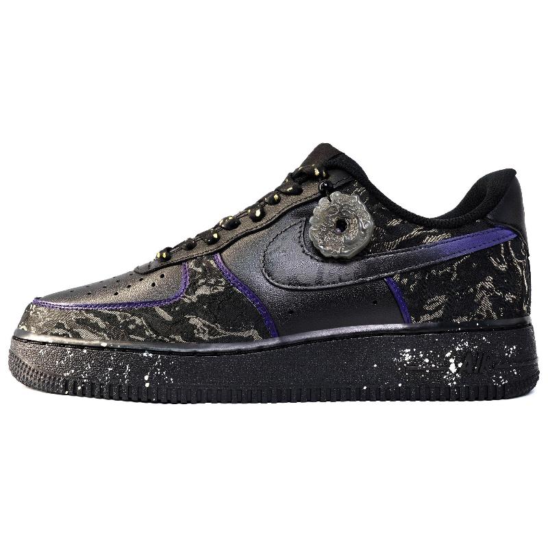[Custom H ō]  Air Force 1 Skateboard Shoes Unisex Low-Top Gold/Black
