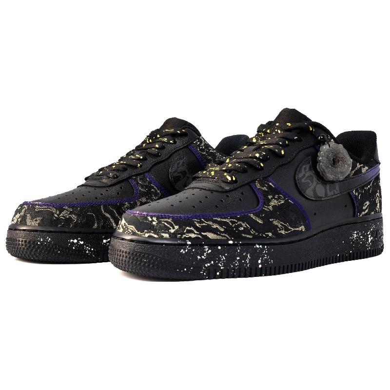 [Custom H ō]  Air Force 1 Skateboard Shoes Unisex Low-Top Gold/Black