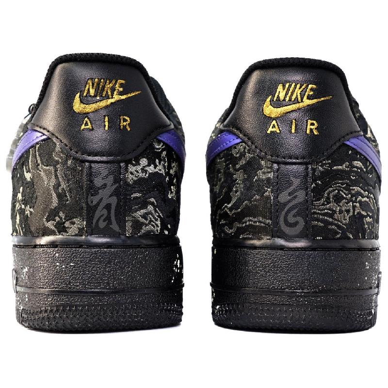 [Custom H ō]  Air Force 1 Skateboard Shoes Unisex Low-Top Gold/Black