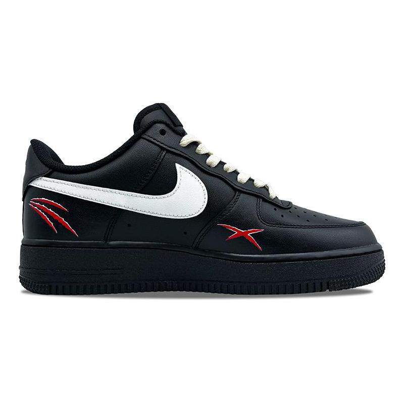 [Custom Black Wolf claws for men and women]  Air Force 1 Skateboarding Shoes Unisex Low-top Black/white