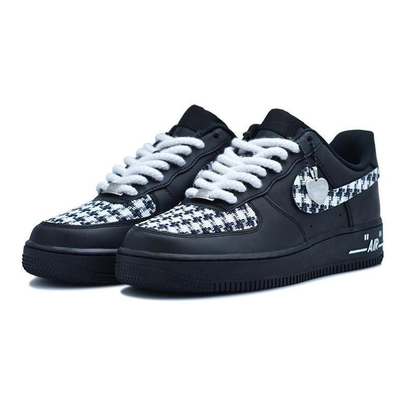 [Custom Black and white forbidden zone for both men and women]  Air Force 1 Skateboarding Shoes Unisex Low-top Black/white