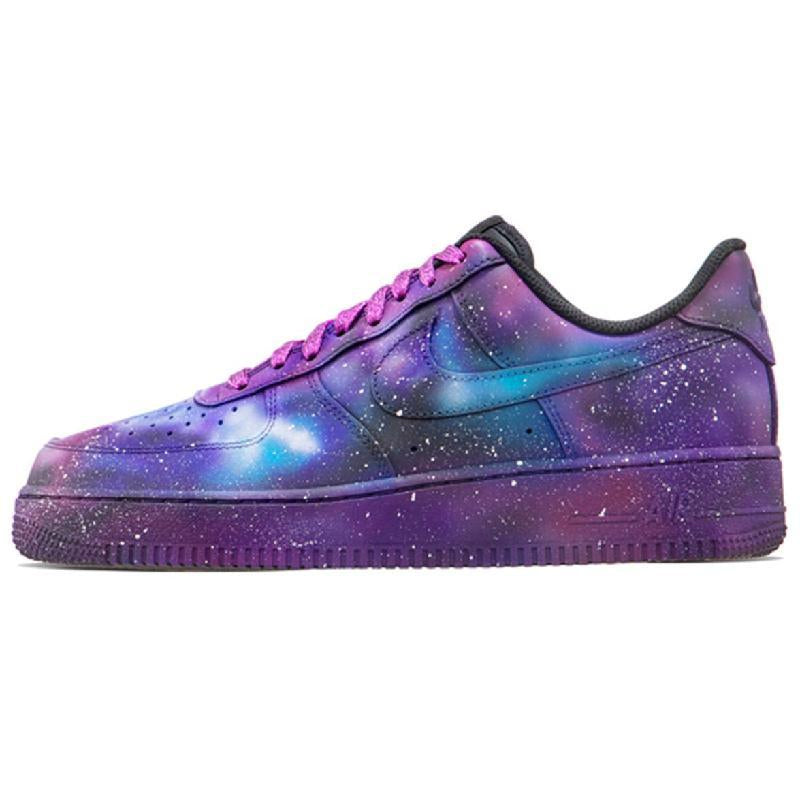 [Custom Dream Space]  Air Force 1 Skateboard Shoes Unisex Low-Top Purple/Blue/White
