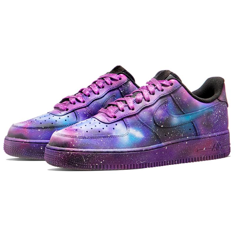 [Custom Dream Space]  Air Force 1 Skateboard Shoes Unisex Low-Top Purple/Blue/White