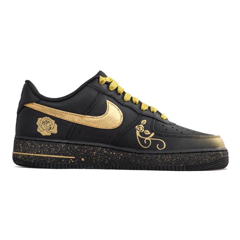 [Custom Black gold rose]  Air Force 1 Skateboarding Shoes Men