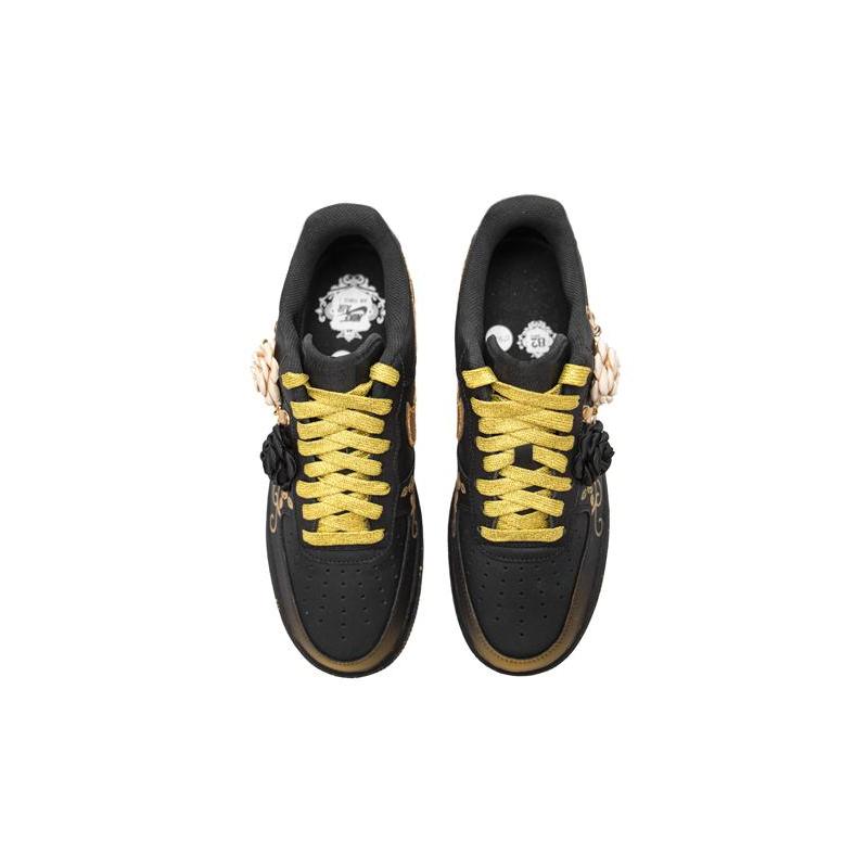 [Custom Black gold rose]  Air Force 1 Skateboarding Shoes Men