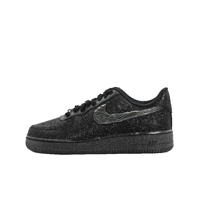 [Custom A man with silver wings and a starry sky]  Air Force 1 Skateboard Shoes Unisex Low-Top Black/Silver