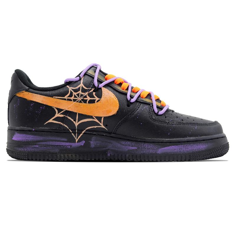 [Custom Surprise Pumpkin]  Air Force 1 Skateboard Shoes Unisex Low-Top Black/Purple/Orange