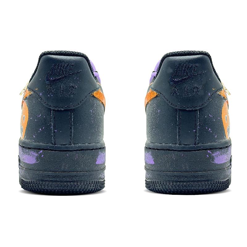 [Custom Surprise Pumpkin]  Air Force 1 Skateboard Shoes Unisex Low-Top Black/Purple/Orange