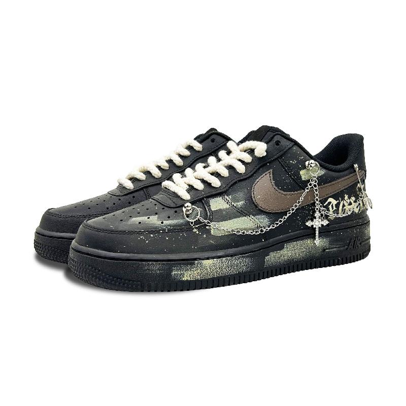 [Custom A male rock band that kills five times]  Air Force 1 Skateboarding Shoes Unisex Low-top Black/white/grey/brown