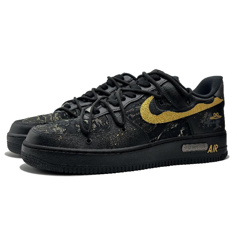 [Custom Black Myth Wukong]  Air Force 1 Skateboarding Shoes Unisex Low-top Black/yellow