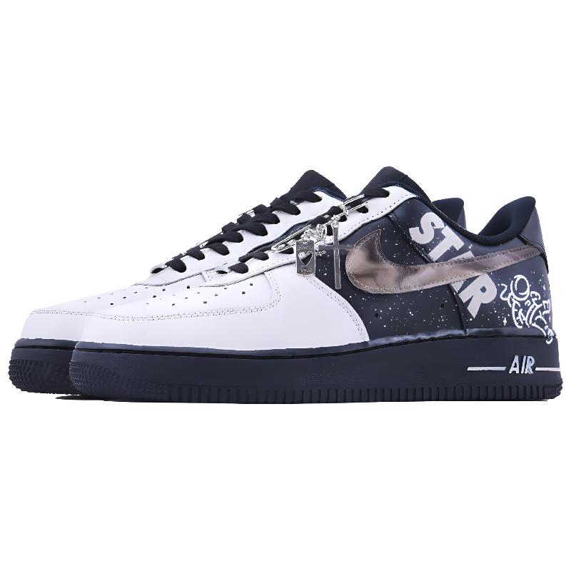 [Custom Wandering in the universe]  Air Force 1 Skateboard Shoes Unisex Low-Top Beige/Brown