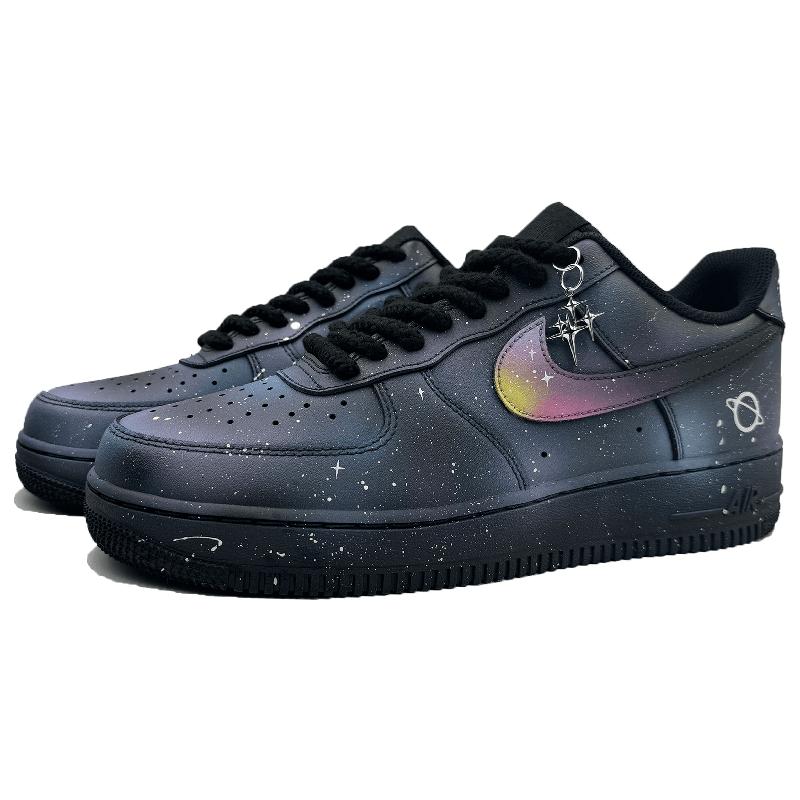 [Custom Phantom Firmament]  Air Force 1 Skateboard Shoes Unisex Low-Top Yellow/Purple/Pink White