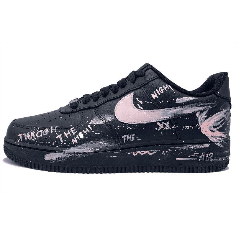 [Custom Pink Fin Night Shadow]  Air Force 1 Skateboard Shoes Unisex Low-Top Pink