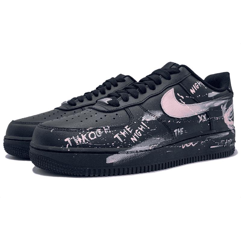[Custom Pink Fin Night Shadow]  Air Force 1 Skateboard Shoes Unisex Low-Top Pink