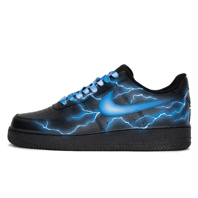 [Custom Flowing blue lightning]  Air Force 1 Skateboarding Shoes Unisex Low-top