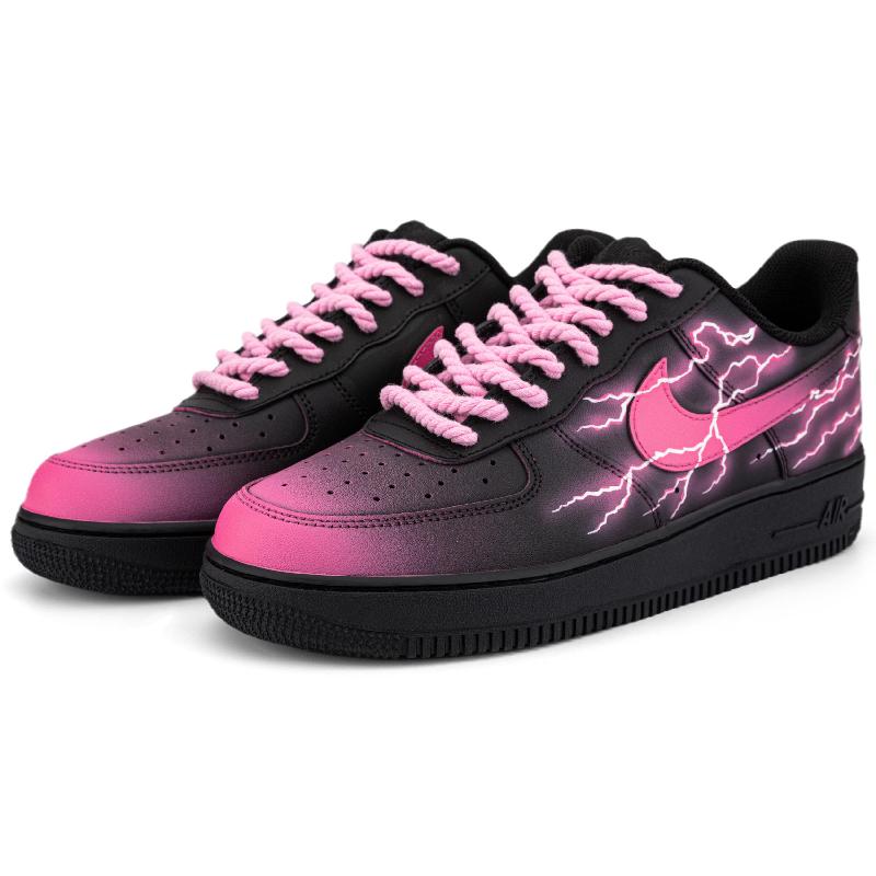 [Custom Flowing blue lightning]  Air Force 1 Skateboarding Shoes Unisex Low-top