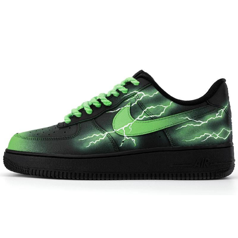 [Custom Flowing blue lightning]  Air Force 1 Skateboarding Shoes Unisex Low-top