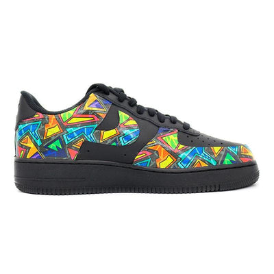 [Custom Men's geometric graffiti]  Air Force 1 Skateboarding Shoes Men Low-top Black/Blue