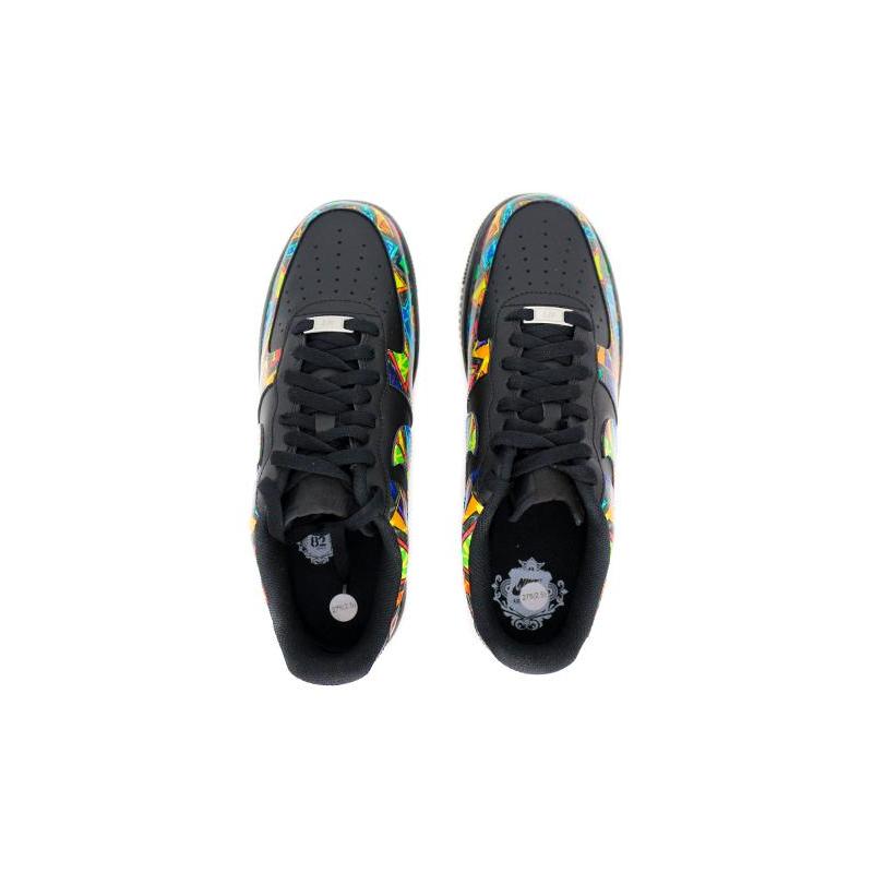 [Custom Men's geometric graffiti]  Air Force 1 Skateboarding Shoes Men Low-top Black/Blue