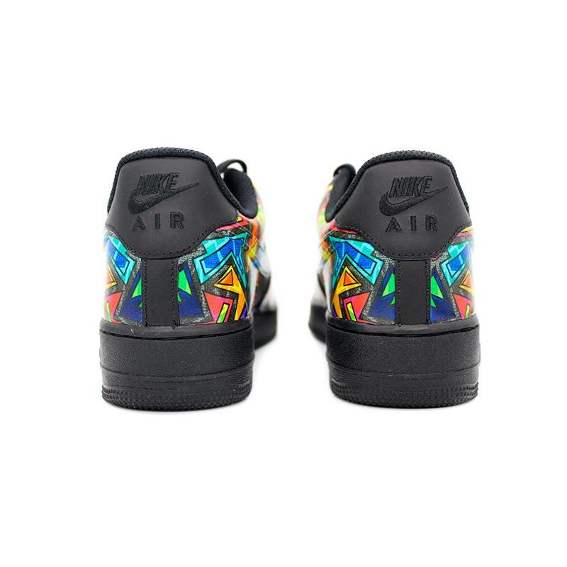 [Custom Men's geometric graffiti]  Air Force 1 Skateboarding Shoes Men Low-top Black/Blue