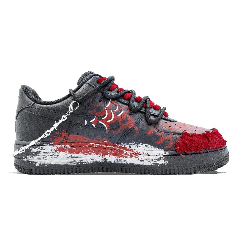[Custom Black Dragon Limited]  Air Force 1 Skateboarding Shoes Unisex Low-top Black/Red