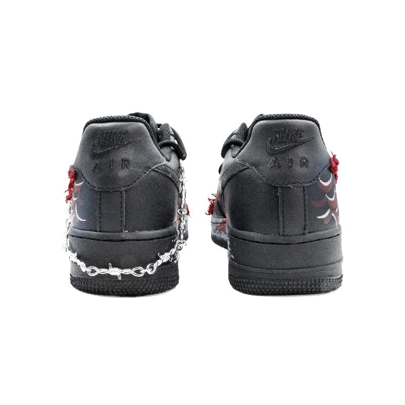 [Custom Black Dragon Limited]  Air Force 1 Skateboarding Shoes Unisex Low-top Black/Red