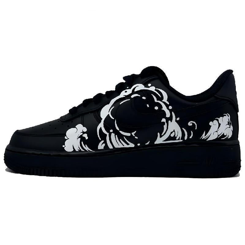[Custom Soar through the clouds and mist]  Air Force 1 Skateboarding Shoes Unisex Low-top Black/white
