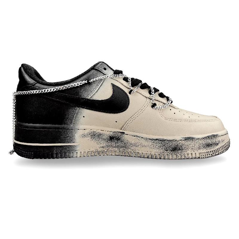 [Custom Desert Black Warrior]  Air Force 1 Skateboard Shoes Unisex Low-Top Black/Brown