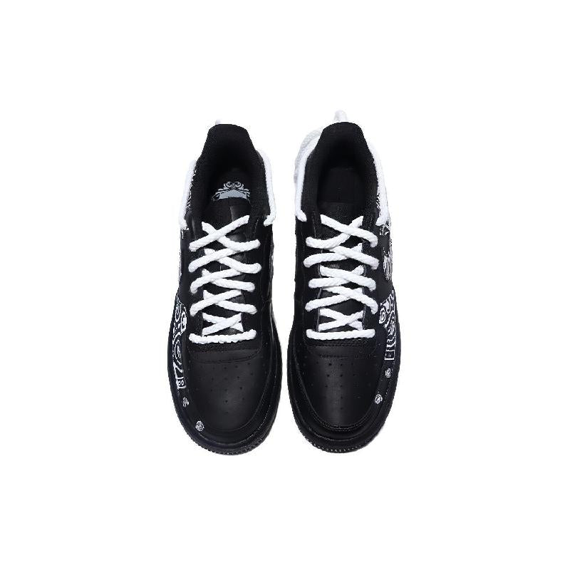 [Custom XR cashew flower QD]  Air Force 1 Skateboarding Shoes Men Low-top Black/white