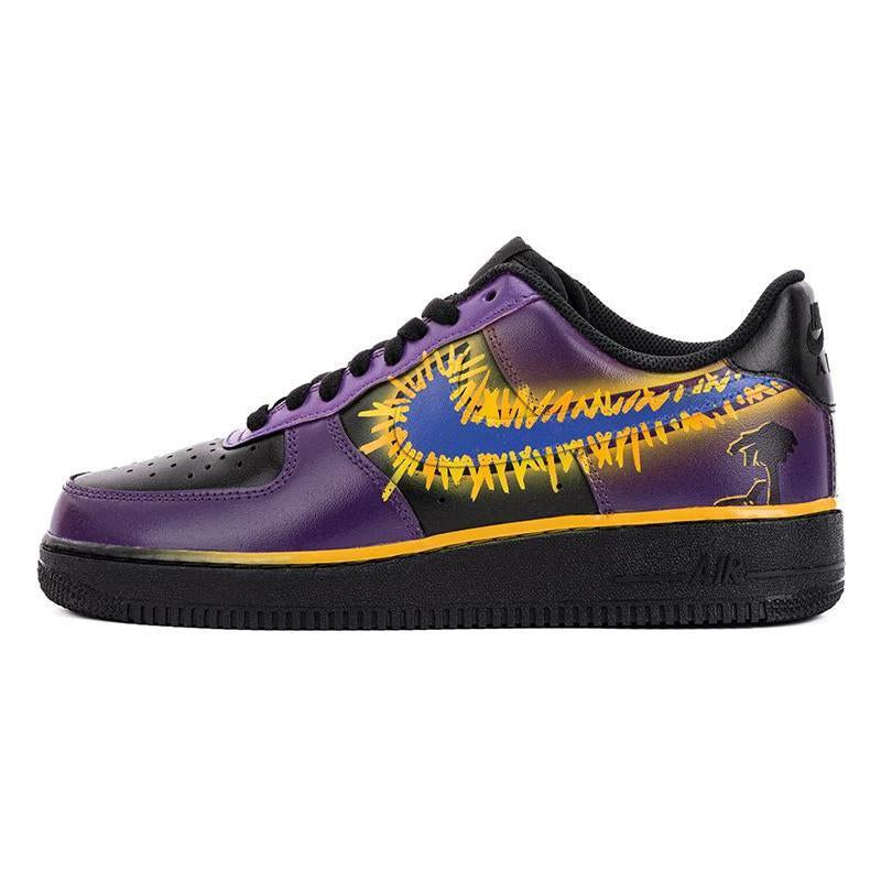 [Custom Men's setting sun afterglow]  Air Force 1 Skateboarding Shoes Men Low-top Purple/Gold