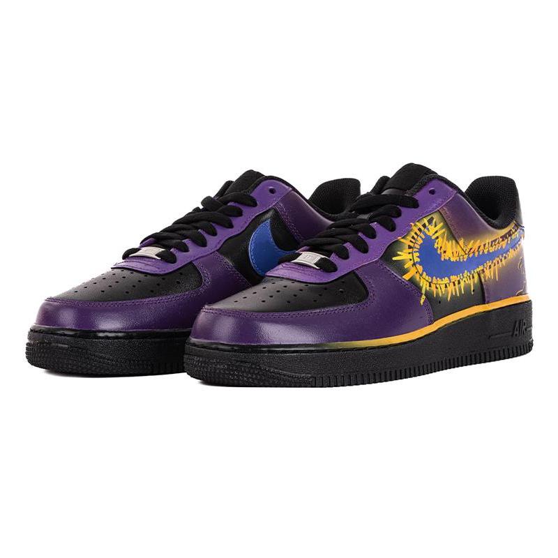 [Custom Men's setting sun afterglow]  Air Force 1 Skateboarding Shoes Men Low-top Purple/Gold