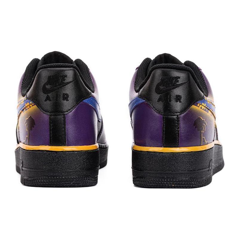 [Custom Men's setting sun afterglow]  Air Force 1 Skateboarding Shoes Men Low-top Purple/Gold