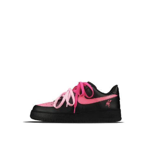 [Custom Men's and women's blackberry MUSES]  Air Force 1 Skateboard Shoes Unisex Low-Top Black, Pink