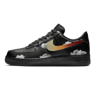 [Custom Cloud marshmallows]  Air Force 1 Skateboard Shoes Unisex Low-Top Black/Gray