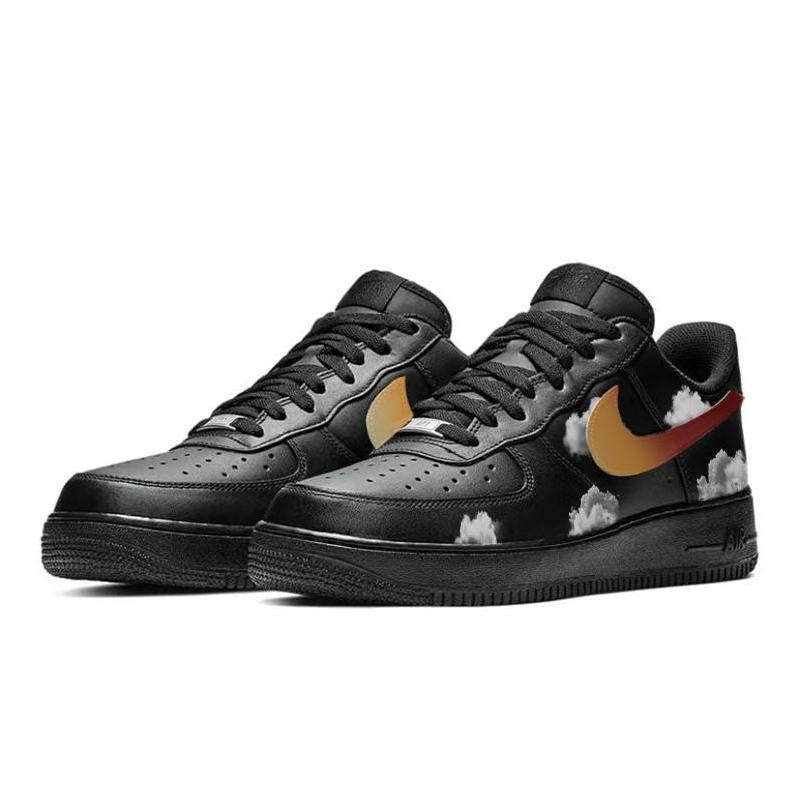 [Custom Cloud marshmallows]  Air Force 1 Skateboard Shoes Unisex Low-Top Black/Gray