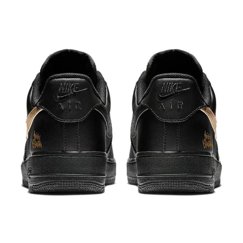 [Custom Christmas Eve]  Air Force 1 Skateboard Shoes Unisex Low-Top Black