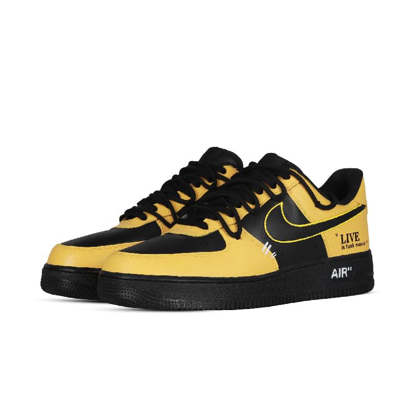 [Custom Absurd copy for both men and women]  Air Force 1 Skateboard Shoes Unisex Low-Top Black/Yellow