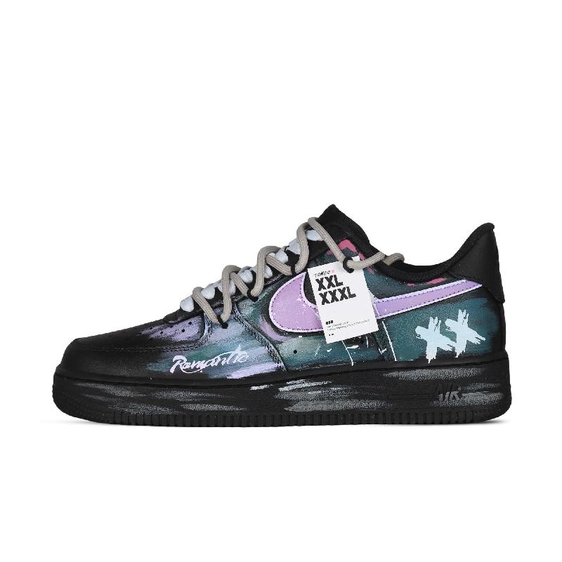 [Custom Men's and Women's Street Graffiti 2.0]  Air Force 1 Skateboard Shoes Unisex Low-Top Black/Purple