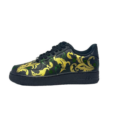 [Custom Flowers at St. Mary's High School]  Air Force 1 Skateboard Shoes Unisex Low-Top Black/Gold