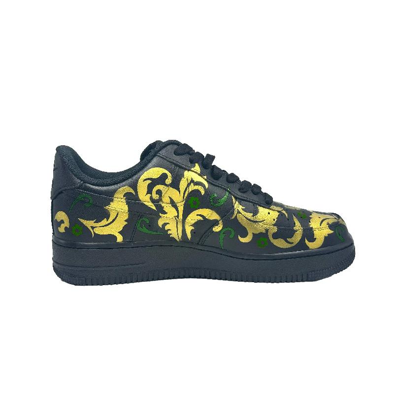 [Custom Flowers at St. Mary's High School]  Air Force 1 Skateboard Shoes Unisex Low-Top Black/Gold