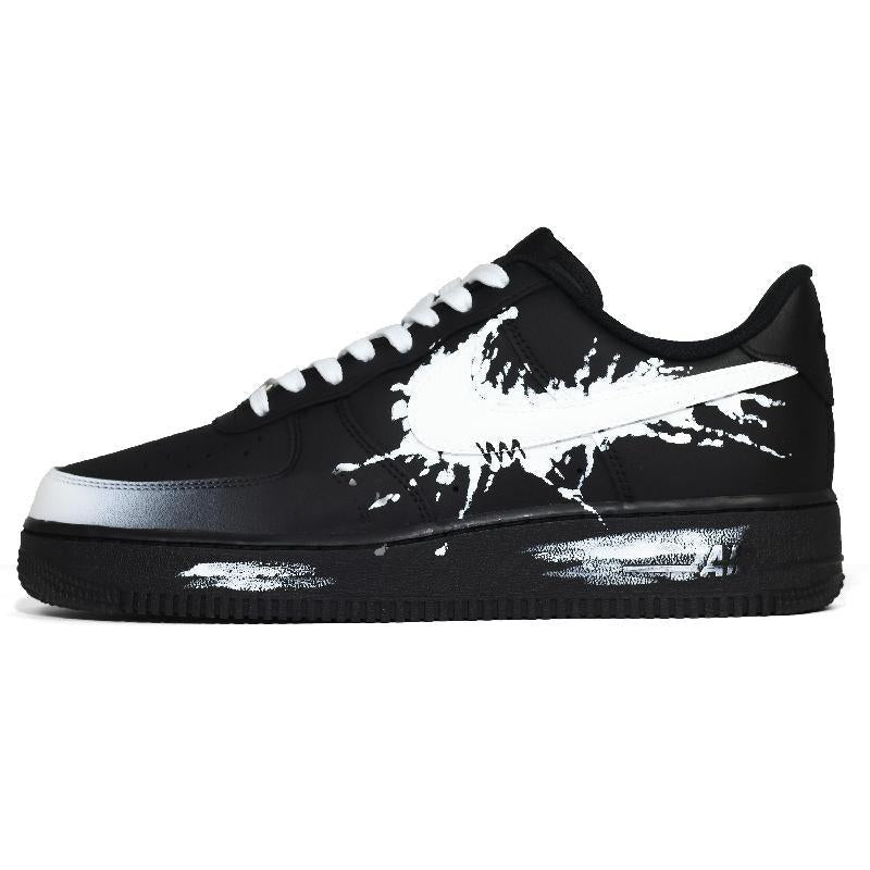 [Custom A black and white crashed meteor of the same style for both men and women]  Air Force 1 Skateboard Shoes Unisex Low-Top Black/White