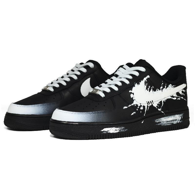 [Custom A black and white crashed meteor of the same style for both men and women]  Air Force 1 Skateboard Shoes Unisex Low-Top Black/White