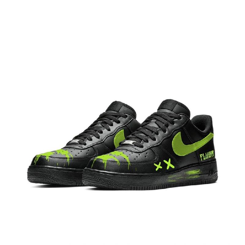 [Custom Night fireflies]  Air Force 1 Skateboarding Shoes Unisex Low-top Black/Green